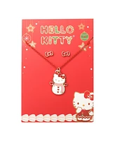 Hello Kitty Sanrio Snowman Necklace and Earring Christmas Set