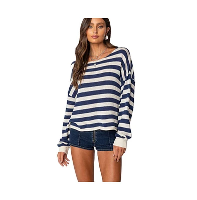 Edikted Women's Anney Oversized Striped Sweater