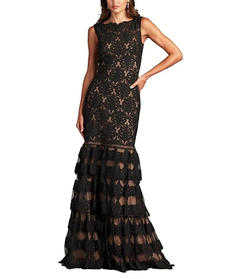 Tadashi Shoji Women's Aniyah Tiered Embroidered Tulle Gown