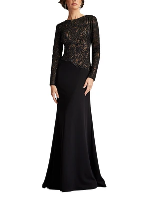 Tadashi Shoji Women's Shika Embroidered Crepe Gown