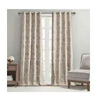 SunSmart Amelia Knitted Jacquard Paisley Total Blackout Grommet Top Curtain Panel, Single Curtain with Privacy Lining for Bedroom and Living Room