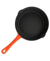 MegaChef Enameled Round 8 Inch PreSeasoned Cast Iron Frying Pan Orange