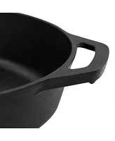 MegaChef 12 Inch Round Preseasoned Cast Iron Frying Pan in Black
