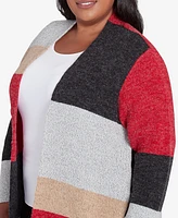 Alfred Dunner Plus Runway Ready Colorblock Cardigan Sweater