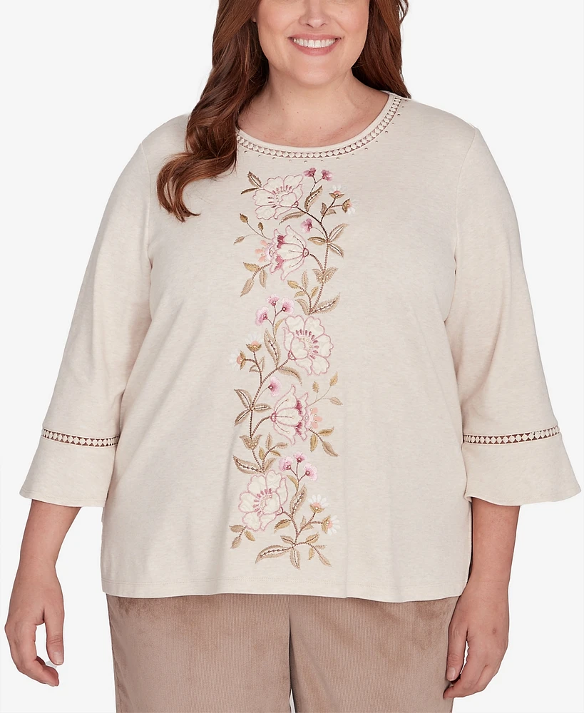 Alfred Dunner Plus Telluride Center Embroidered Floral Top