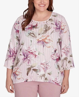 Alfred Dunner Plus Telluride Romantic Florals Textured Top