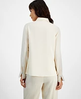 Bar Iii Women's Rhinestone-Cuff Button-Front Shirt, Created for Macy's