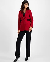 Bar Iii Women's Contrast Tab One-Button Blazer, Created for Macy's