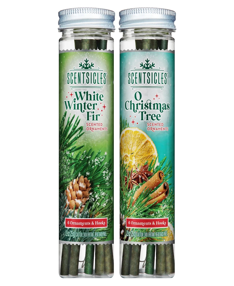 National Tree Company Scentsicles Scented Ornaments, 6 Count Bottles, White Winter Fir and O Christas Tree- 2 Pack