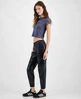 Madden Girl Juniors' Coated High-Rise Jogger Pants