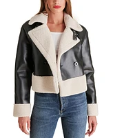 Steve Madden Women's Athen Faux-Shearling Aviator Jacket