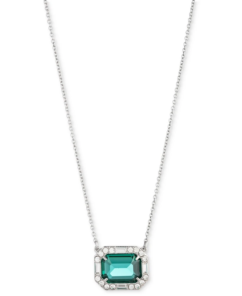 Lauren Ralph Lauren Silver-Tone Mixed Crystal Rectangle Pendant Necklace, 16" + 3" extender