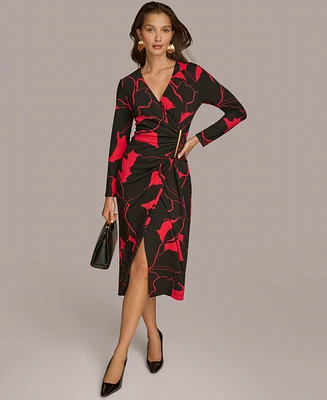 Donna Karan New York Women's Printed Faux-Wrap Dress