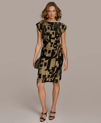 Donna Karan New York Women's Printed Velvet Extended-Shoulder Dress