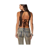 Edikted Women's Tie Back Faux Suede Bustier Top