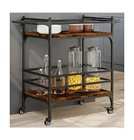 vidaXL Kitchen Trolley Smoked Oak 32.3"x15.7"x30.9" Engineered Wood