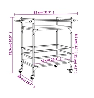 vidaXL Kitchen Trolley Smoked Oak 32.3"x15.7"x30.9" Engineered Wood