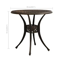 vidaXL Patio Table Bronze 30.7"x30.7"x28.3" Cast Aluminum