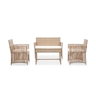 vidaXL 4 Piece Patio Lounge Set with Cushions Poly Rattan Beige