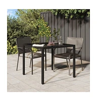 vidaXL Patio Table 35.4"x35.4"x29.5" Tempered Glass and Poly Rattan