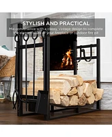 Best Choice Products 34.25in Steel Firewood Log Rack & Tool Set for Fire Pit, Fireplace w/ Kindling Holder