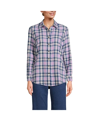 Lands' End Women's Flannel Boyfriend Fit Long Sleeve Shirt