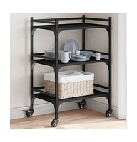 vidaXL Kitchen Trolley Black 19.7"x13.8"x29.7" Engineered Wood