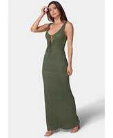 Bebe Women's Crochet Maxi Tank Dress