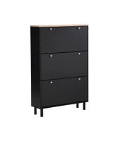 Slickblue Narrow Shoe Cabinet with 3 Flip Drawers for Compact Storage