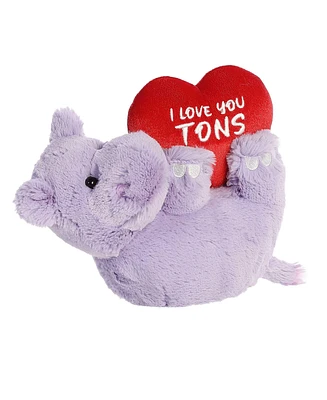 Aurora Medium I Love You Tons Valentine Heartwarming Plush Toy Hippo 11"