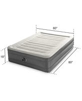 Intex TruAire Luxury Queen Air Mattress Airbed w/ Lumbar Support & Built in Pump