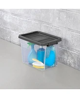 Sterilite 30 Qt Clear Plastic Stackable Storage Bin with Grey Latch Lid, 6 Pack