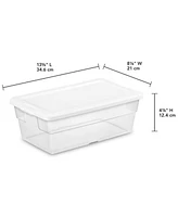 Sterilite 6 Qt Clear Plastic Storage Container Bin Snap Close White Lid, 36 Pack