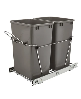 Rev-a-shelf Double Pullout Trash Can 35 qt. for Kitchen, Gray, Rv-18KD-13C-S