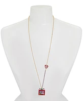 Betsey Johnson Faux Stone Jingle Bell Bling Christmas Tv Pendant Necklace