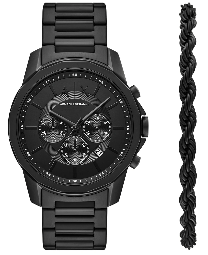 A|X Armani Exchange Men's Quartz Chronograph Black Stainless Steel Watch 44mm