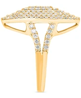 Diamond Concentric Circle Cluster Statement Ring (1 ct. t.w.) in 14k Gold