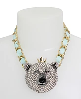 Betsey Johnson Faux Stone Polar Bear Pendant Necklace