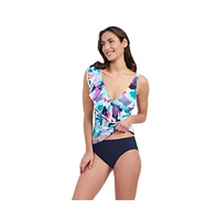 Profile by Gottex Women's Holi Ruffle V Neck Surplice Tankini