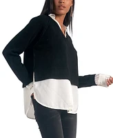 Elan Women's Long-Sleeve Layered-Look Sweater