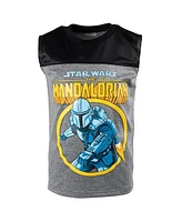 Starwars Boys Star Wars The Mandalorian Athletic Pullover T-Shirt Tank Top and Shorts 3 Piece Outfit Set to