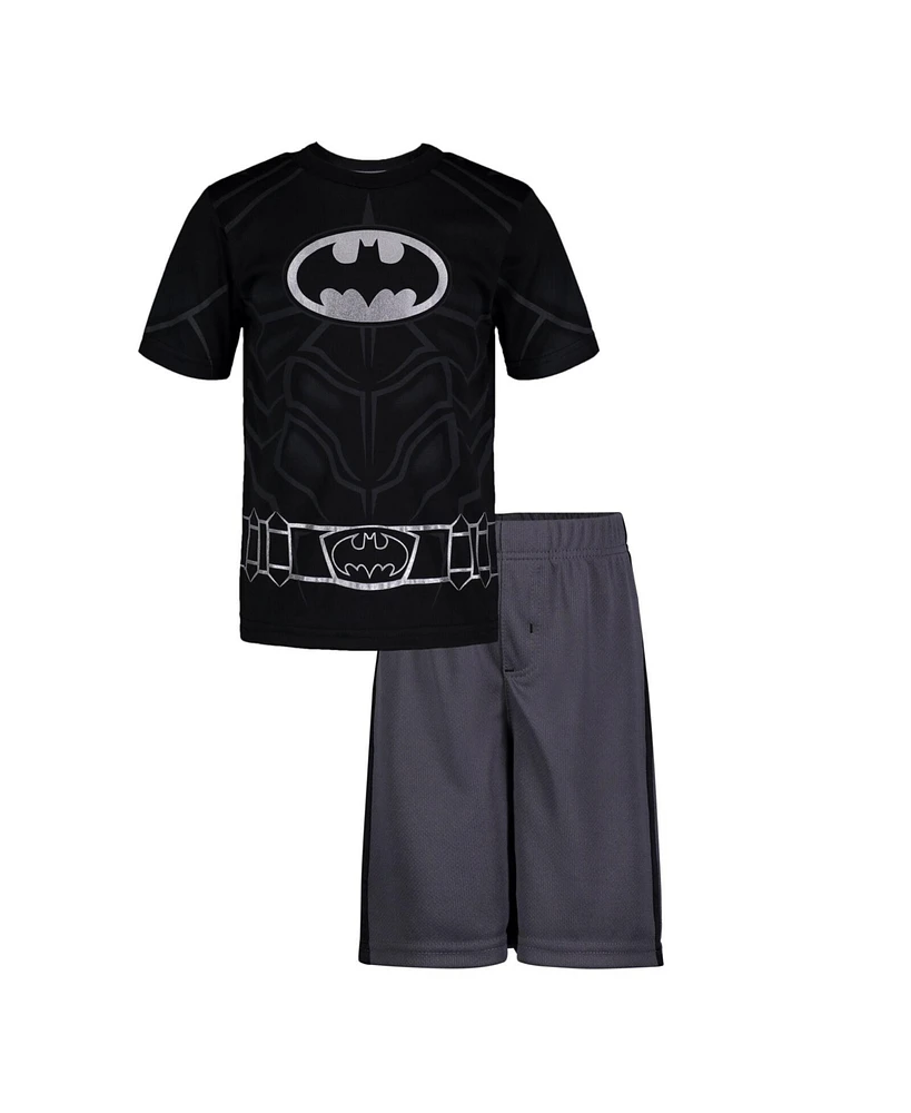 Dc Comics Little Boys Justice League Athletic Pullover T-Shirt and Mesh Shorts Outfit Set to