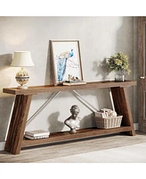 Tribesigns 70.9 Inches Extra Long Sofa Table Behind Couch, Industrial Entry Console Table with Storage for Hallway, Entryway, Living Room