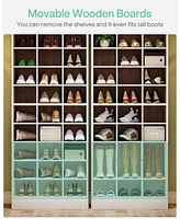 Tribesigns 10-Tier Shoe Storage Cabinet, White and Brown Wooden Shoe Rack with 30 Cubbies, Freestanding Tall Entryway Shoe Organizer for Closet, Entry
