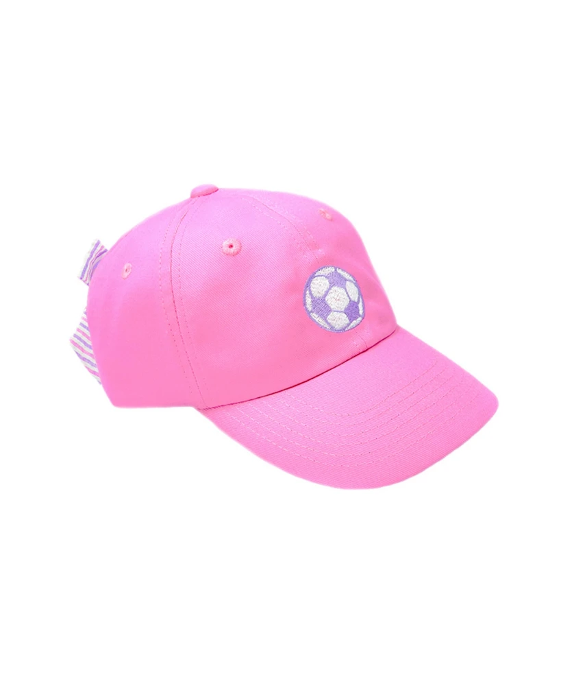 Bits & Bows Girls Soccer Ball Bow Baseball Hat in Magenta