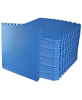 BalanceFrom Fitness 96 Sq Ft Interlocking Eva Foam Exercise Mat Tiles, Blue