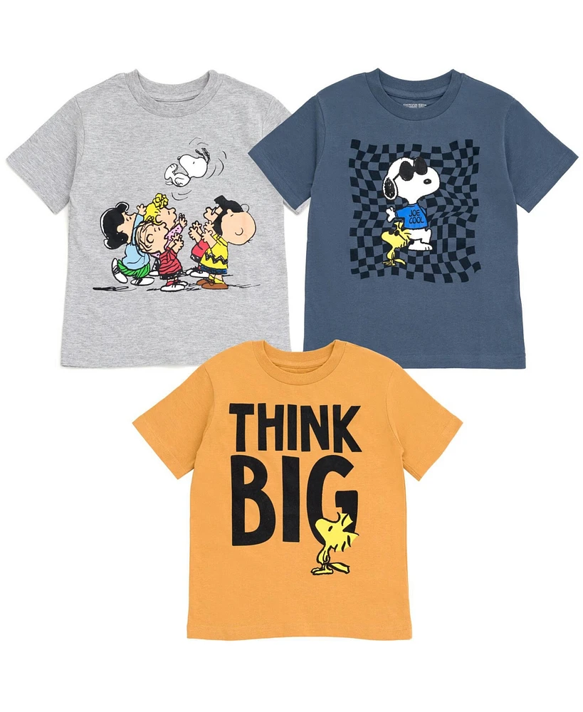 Peanuts Toddler Boys Woodstock Snoopy Charlie Brown 3 Pack T-Shirts