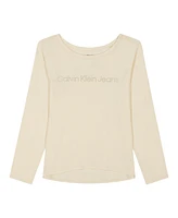 Calvin Klein Big Girls Logo Dot Long Sleeve Tee