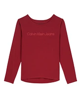 Calvin Klein Big Girls Logo Dot Long Sleeve Tee