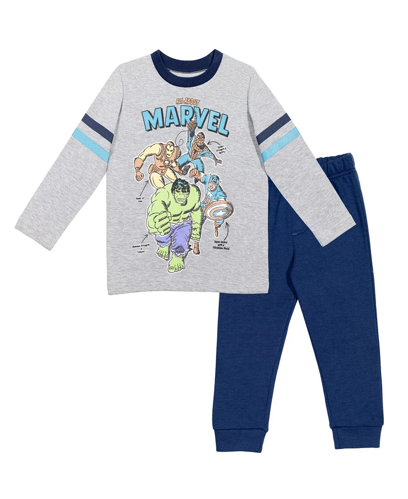 Marvel Toddler Boys T-Shirt and Fleece Pants Outfit Set to (2T